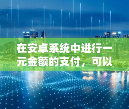 在安卓系统中进行一元金额的支付，可以通过以下步骤实现